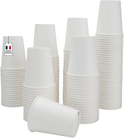 Caramont, 7 oz Pappbecher mit Holzrührstäbchen, umweltfreundlich und Einweg, hitzebeständig, für kalte und heiße Getränke aus hochwertigem Karton, ideal für Kaffee, Tee, Geburtstag usw. -400 