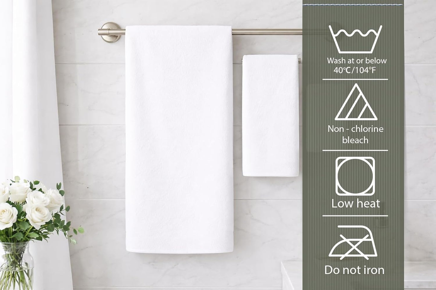Caramont Lot de 6 Serviettes de Bain 90x150 cm – 100% Coton, Ultra Douces, Très Absorbantes, Séchage Rapide, Qualité Hôtelière – Blanc – pour Salle de Bain, Douche, Gym, Hôtel et Spa