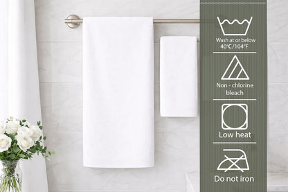 Caramont Lot de 6 Serviettes de Bain 90x150 cm – 100% Coton, Ultra Douces, Très Absorbantes, Séchage Rapide, Qualité Hôtelière – Blanc – pour Salle de Bain, Douche, Gym, Hôtel et Spa