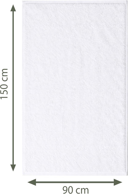 Caramont Lot de 6 Serviettes de Bain 90x150 cm – 100% Coton, Ultra Douces, Très Absorbantes, Séchage Rapide, Qualité Hôtelière – Blanc – pour Salle de Bain, Douche, Gym, Hôtel et Spa