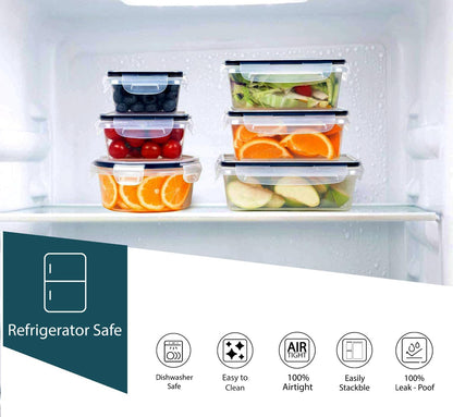 Caramont – Ensemble de Boîtes Alimentaire Frais – 100% Étanche,adaptés au micro-ondes,Congélateur,Lave-Vaisselle-Sans BPA,Étiquettes, Marqueur,6 boîtes de sauces inclus -Pack 12