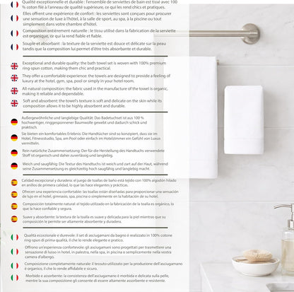 Caramont Lot de 6 Serviettes de Bain 90x150 cm – 100% Coton, Ultra Douces, Très Absorbantes, Séchage Rapide, Qualité Hôtelière – Blanc – pour Salle de Bain, Douche, Gym, Hôtel et Spa