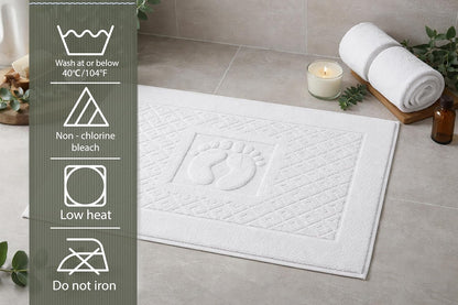 Caramont Lot de 6 Tapis de Bain 50x70 cm – 100% Coton, Doux et Absorbants, Séchage Rapide, Qualité Hôtelière – Blanc – pour Salle de Bain, Maison, Hôtel et Spa