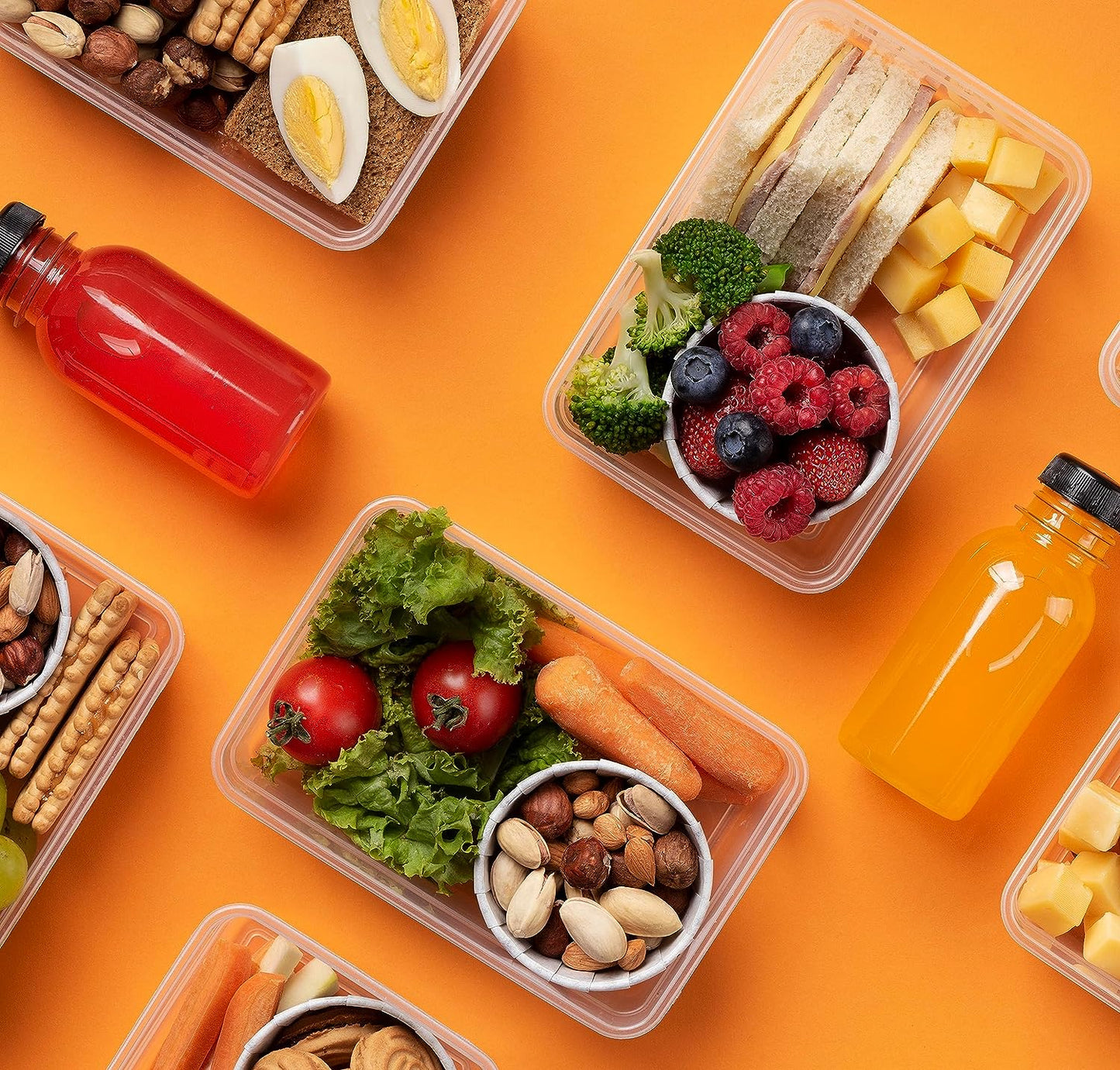 Caramont – Ensemble de Boîtes Alimentaire Frais – 100% Étanche,adaptés au micro-ondes,Congélateur,Lave-Vaisselle-Sans BPA,Étiquettes, Marqueur,6 boîtes de sauces inclus -Pack 12