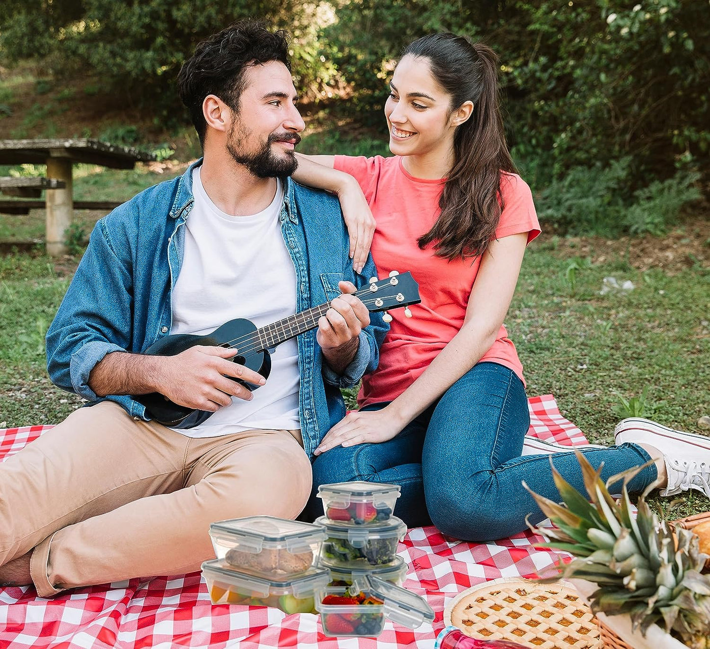 Caramont – Ensemble de Boîtes Alimentaire Frais – 100% Étanche,adaptés au micro-ondes,Congélateur,Lave-Vaisselle-Sans BPA,Étiquettes, Marqueur,6 boîtes de sauces inclus -Pack 12