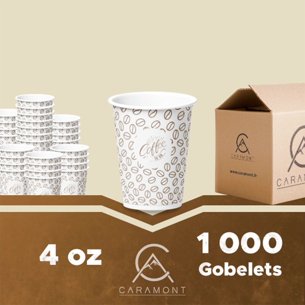 Vasos de papel Caramont para espresso de 113 ml (1000 unidades), ecológicos, desechables, resistentes al calor, de cartón de calidad, ideales para todo tipo de bebidas calientes: café, té, chocolate, etc. - 1000 unidades 