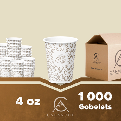 Vasos de papel Caramont para espresso de 113 ml (1000 unidades), ecológicos, desechables, resistentes al calor, de cartón de calidad, ideales para todo tipo de bebidas calientes: café, té, chocolate, etc. - 1000 unidades 
