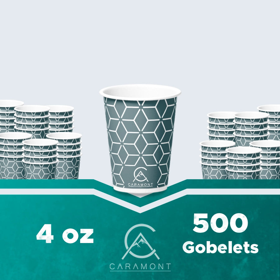 Caramont,4 Oz Espresso Gobelets en Carton avec Agitateurs en Bois,Écologique et Jetables,Résistant à la Chaleur,Carton de Qualité,Idéal pour Toutes Les Boissons Chaudes ; Café,Thé,Chocolat etc. -500