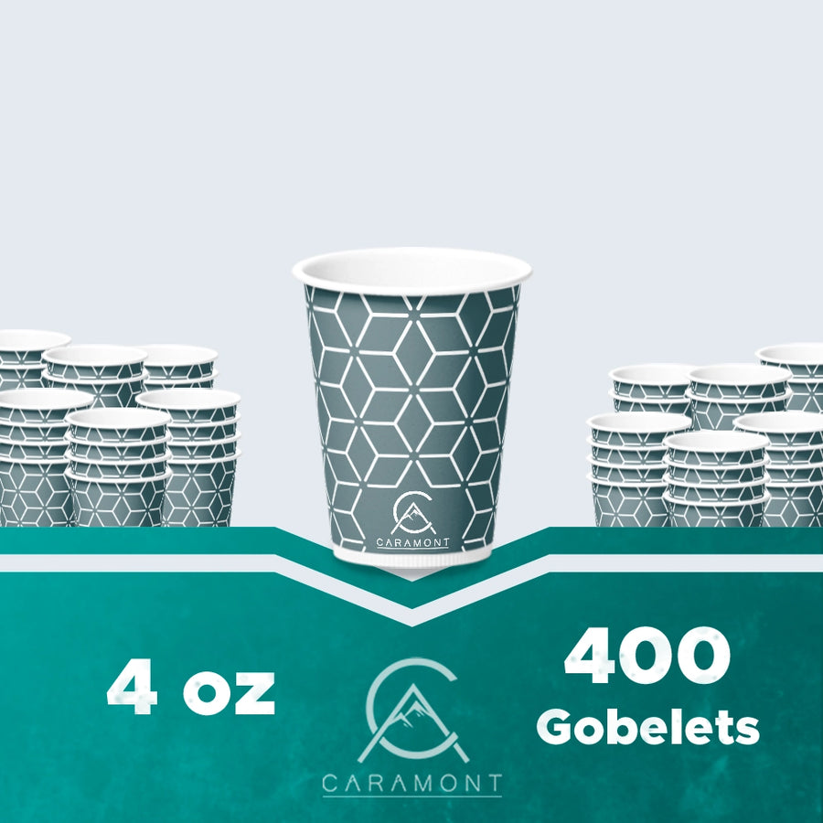 Caramont,4 Oz Espresso Gobelets en Carton avec Agitateurs en Bois,Écologique et Jetables,Résistant à la Chaleur,Carton de Qualité,Idéal pour Toutes Les Boissons Chaudes ; Café,Thé,Chocolat etc. -400