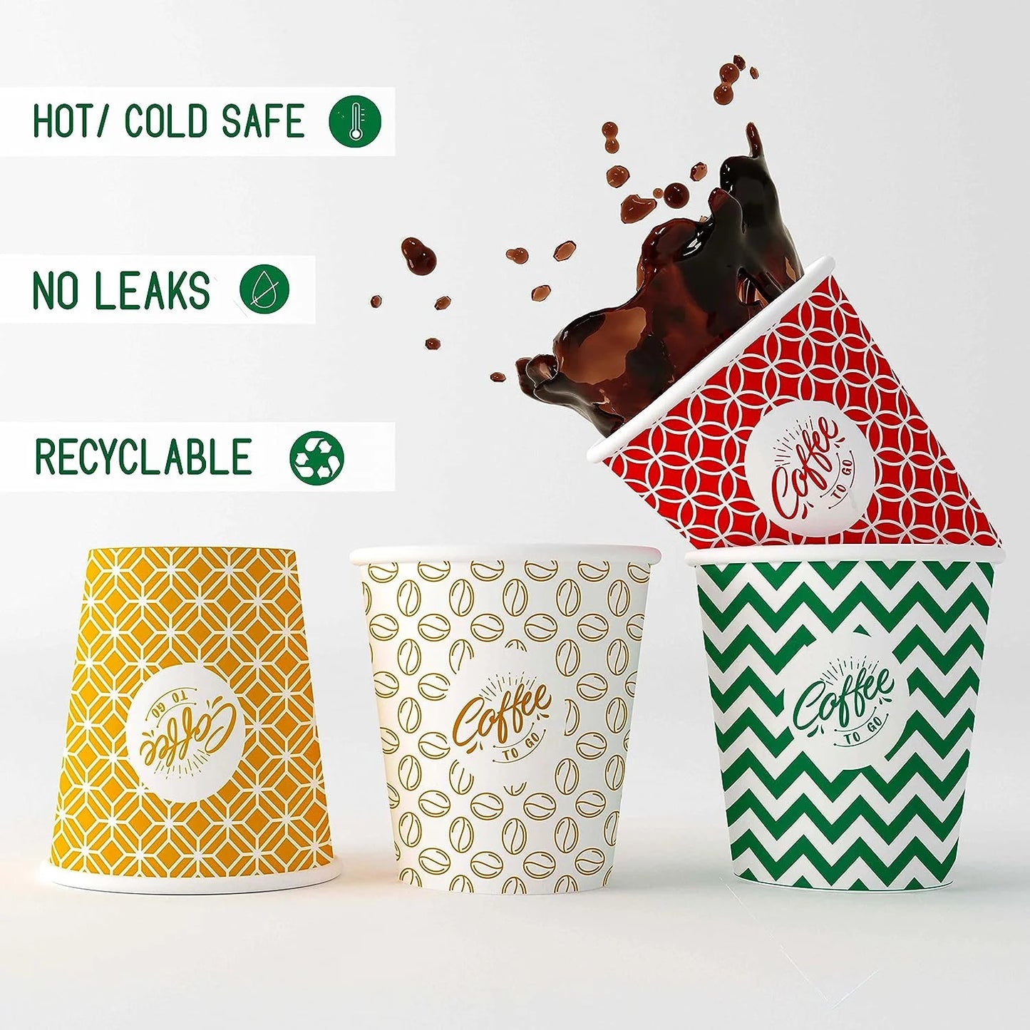 7 Oz, Multicolore Espresso Gobelets en Carton avec Agitateurs en Bois,Écologique ,Jetables,Résistant à la Chaleur,Carton de Qualité,Idéal pour Toutes Les Boissons Chaudes ;Café,Thé,Chocolat etc. -500