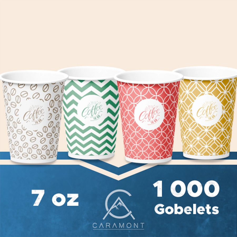 7 Oz, Multicolore Espresso Gobelets en Carton avec Agitateurs en Bois,Écologique ,Jetables,Résistant à la Chaleur,Carton de Qualité,Idéal pour Toutes Les Boissons Chaudes ;Café,Thé,Chocolat etc. -1000