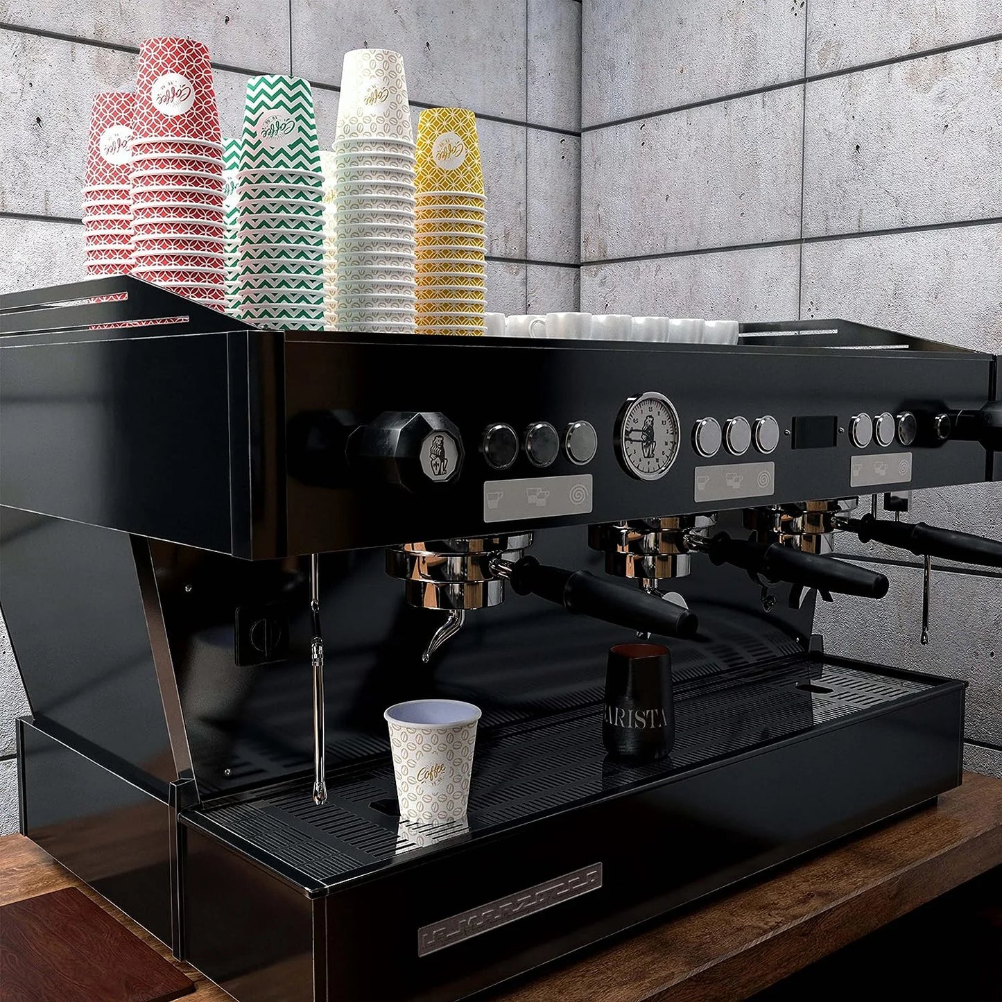 7 Oz, Multicolore Espresso Gobelets en Carton avec Agitateurs en Bois,Écologique ,Jetables,Résistant à la Chaleur,Carton de Qualité,Idéal pour Toutes Les Boissons Chaudes ;Café,Thé,Chocolat etc. -500