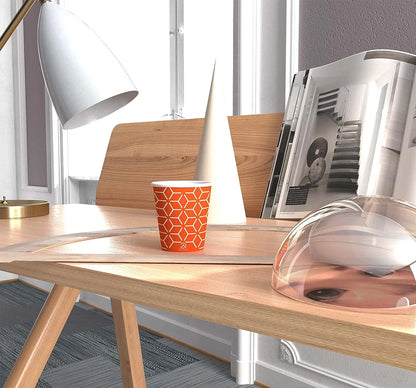 Vasos de papel Caramont de 7 oz con agitadores de madera, ecológicos y desechables, resistentes al calor, para bebidas frías y calientes en cartón de calidad, ideales para café, té, cumpleaños, etc. -400 