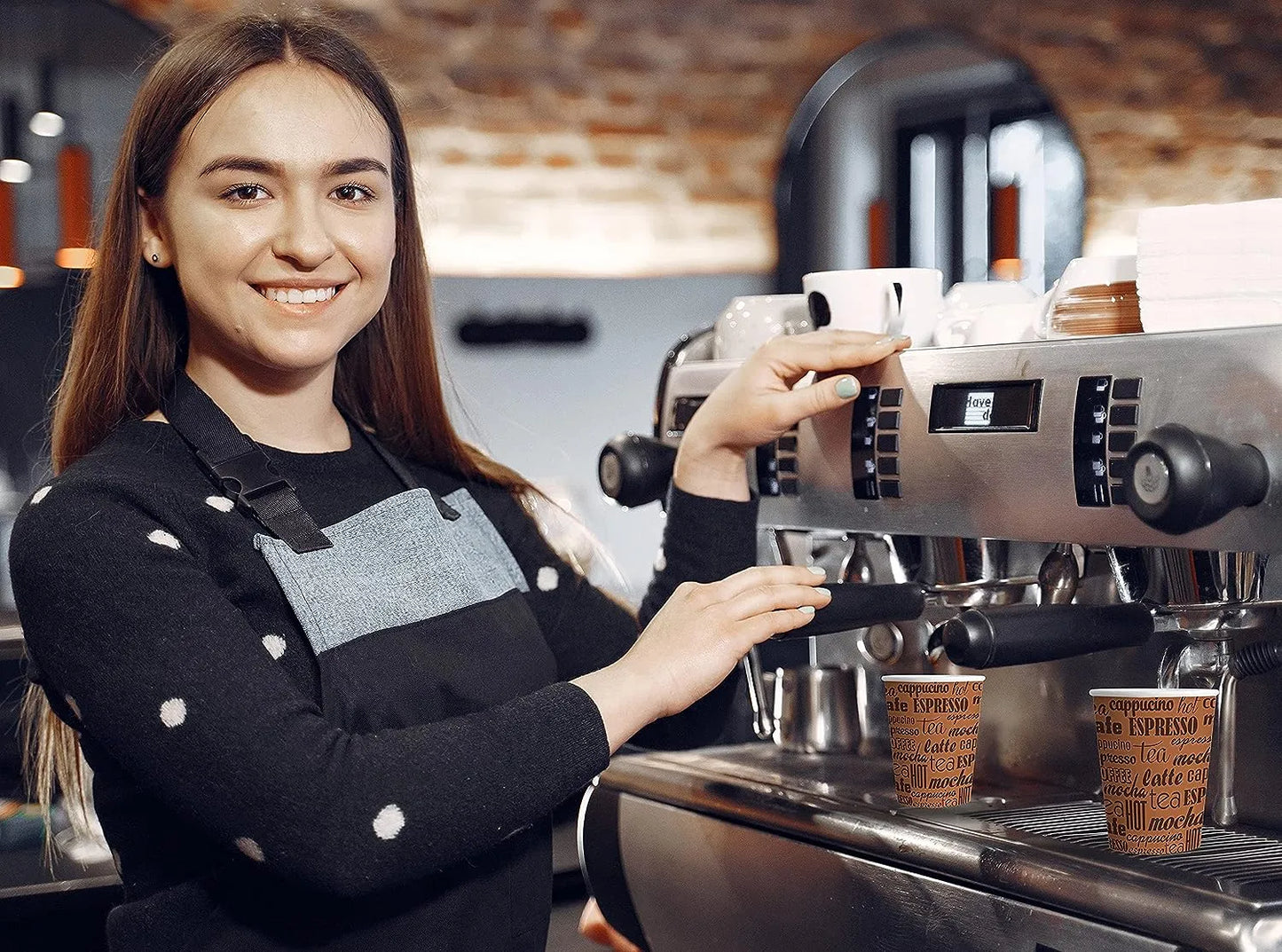 Vasos de papel Caramont de 7 oz con agitadores de madera, ecológicos y desechables, resistentes al calor, para bebidas frías y calientes en cartón de calidad, ideales para café, té, cumpleaños, etc. -400 