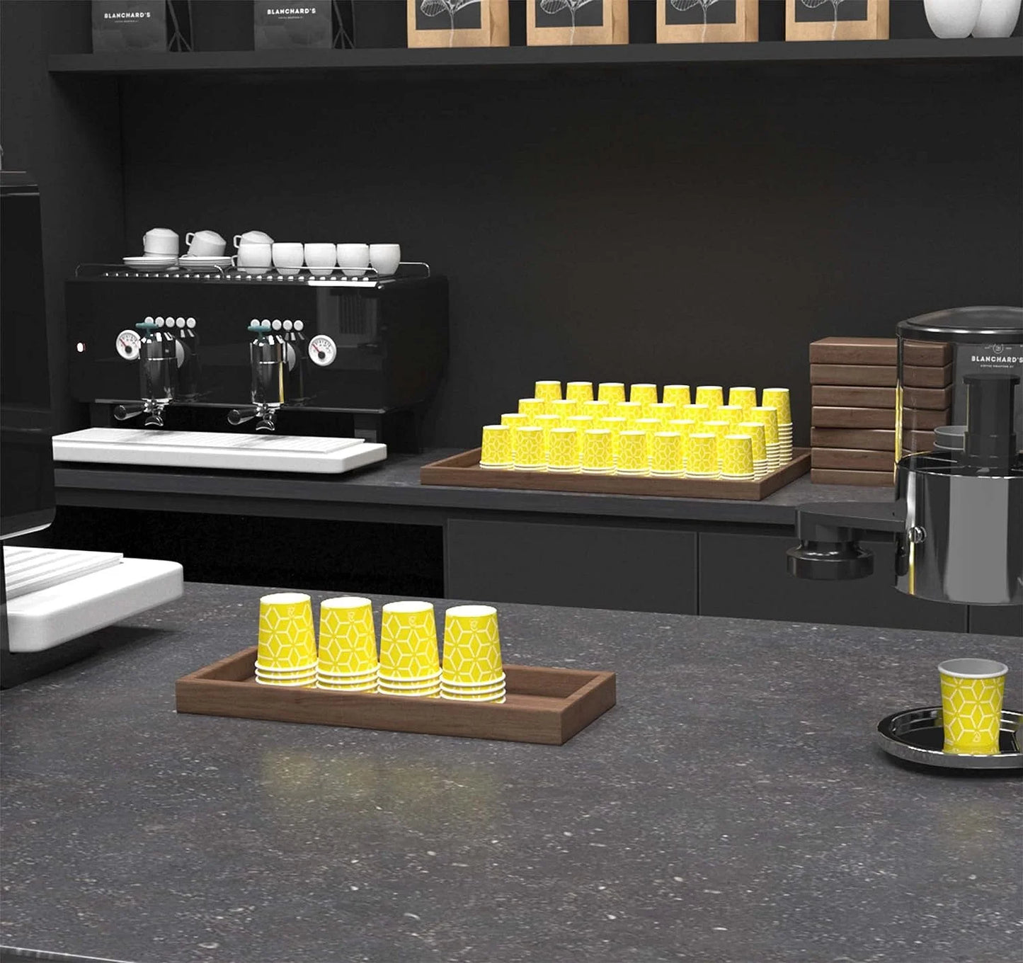 Caramont,4 Oz Espresso Gobelets en Carton avec Agitateurs en Bois,Écologique et Jetables,Résistant à la Chaleur,Carton de Qualité,Idéal pour Toutes Les Boissons Chaudes ; Café,Thé,Chocolat etc. -400